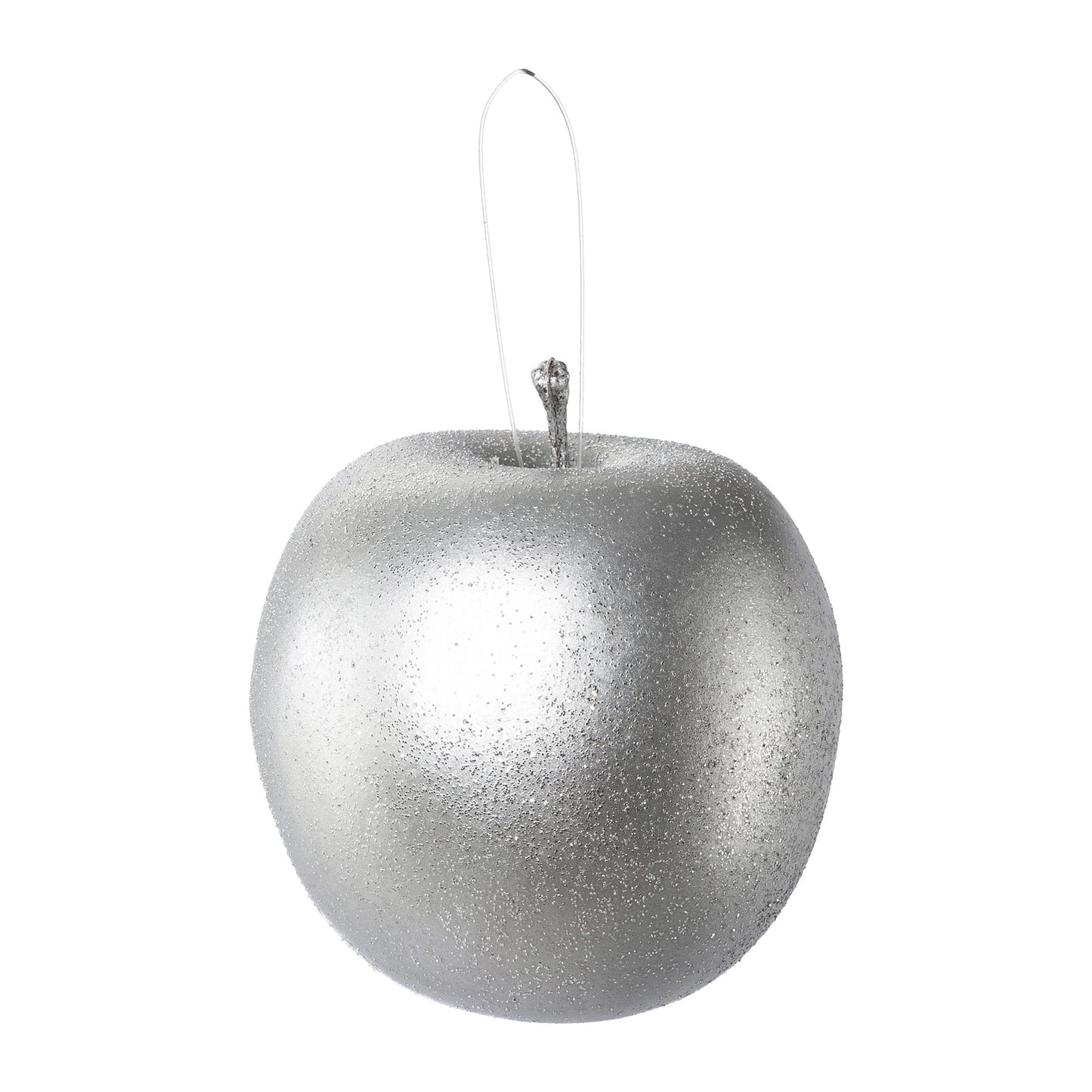 Dekoäpfel Silber mit Glitzer, 18 Stück, 8 cm zum Hängen für Weihnachtsdekoration