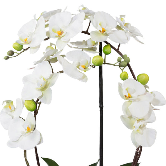 Phalaenopsis Kunstpflanze 52 cm in weißem Keramiktopf mit Real Touch Effekt