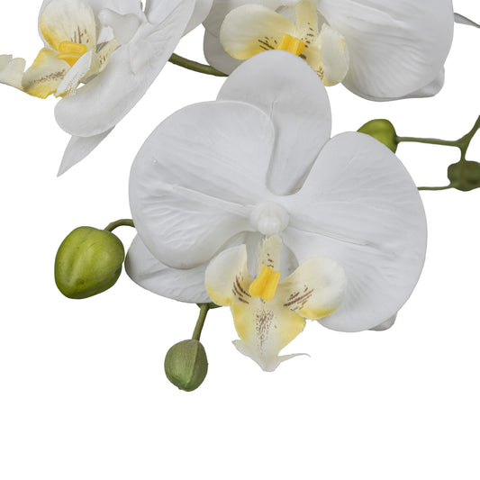 **Kunstpflanze Phalaenopsis Orchidee im Glas, 50 cm hoch, elegante weiße Deko**