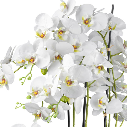 Phalaenopsis Kunstpflanze 63 cm in eleganter weißer Keramikschale – Pflegeleicht