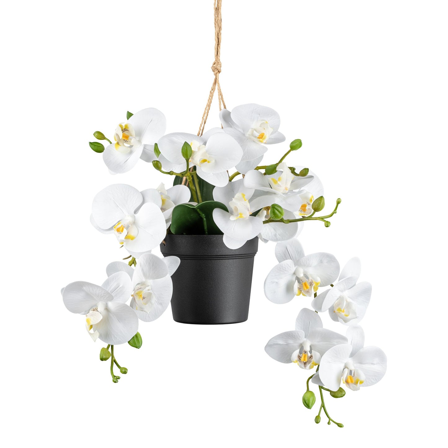 Phalaenopsis Orchidee im 25 cm Ampeltopf – Pflegeleichte Kunstpflanze in Weiß