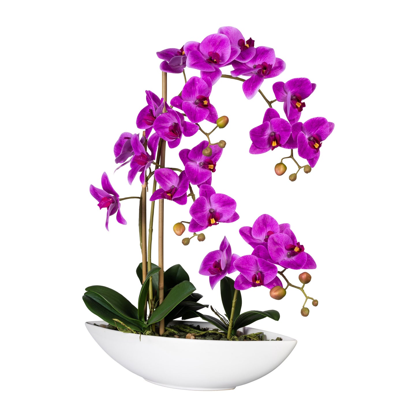 Künstliche Orchidee 60 cm im eleganten Keramikschiff – Pflegeleichte Deko für Ihr Zuhause