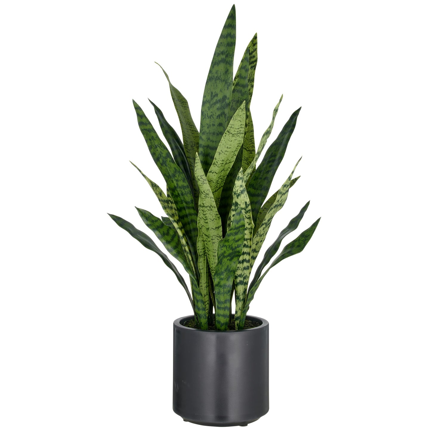 Sansevieria zeylanica Kunstpflanze 90 cm im anthrazitfarbenen Kunststofftopf 21,5x22 cm mit Erde