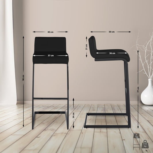 2er Set Barhocker Newport schwarzes Metallgestell