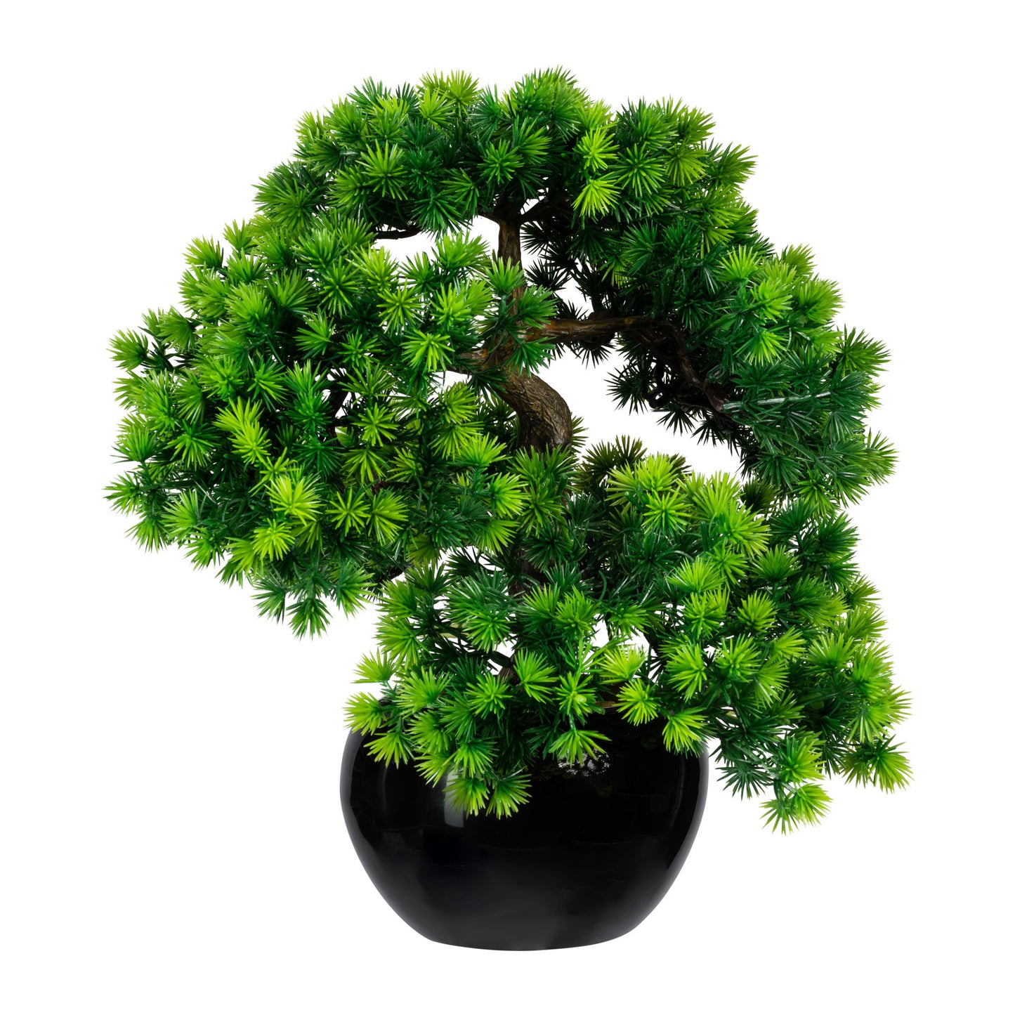 Künstlicher Bonsai Lärche 37 cm – Pflegeleichter Kunstbaum im eleganten Keramiktopf schwarz