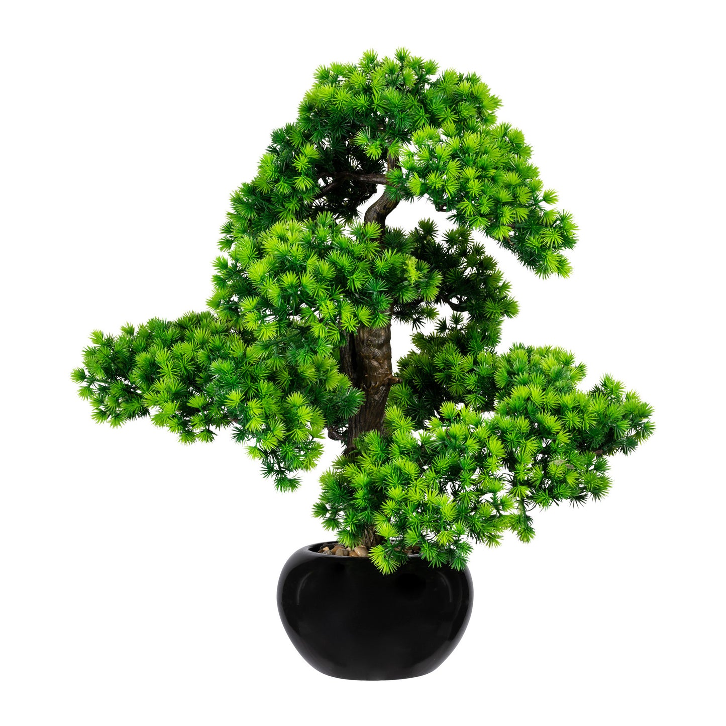 Künstlicher Bonsai Lärche 60 cm im stylischen schwarzen Keramiktopf für Ihr Zuhause