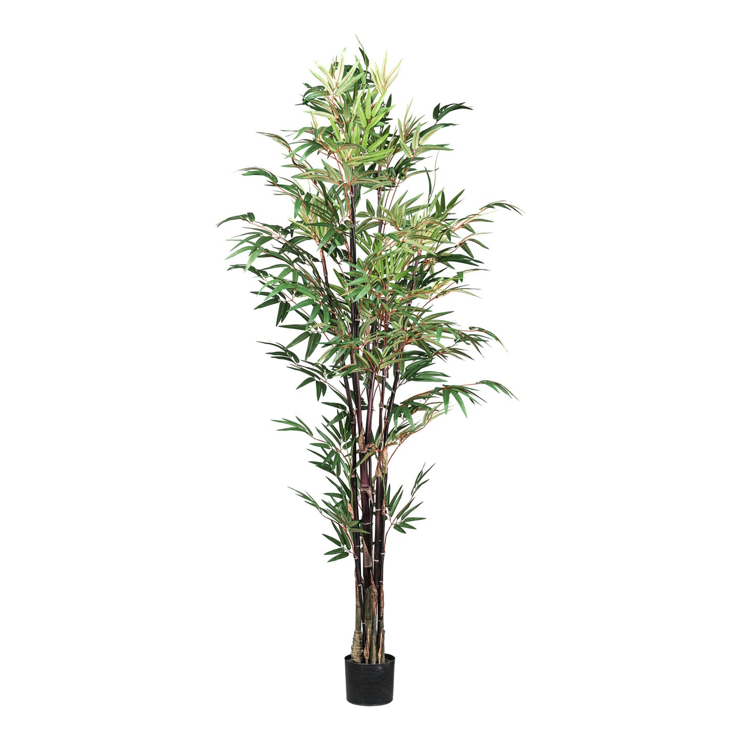 Bambus Chinese Wonder Kunstpflanze, 190 cm hoch, 1065 Blätter, rotgrün im Topf 15x13 cm