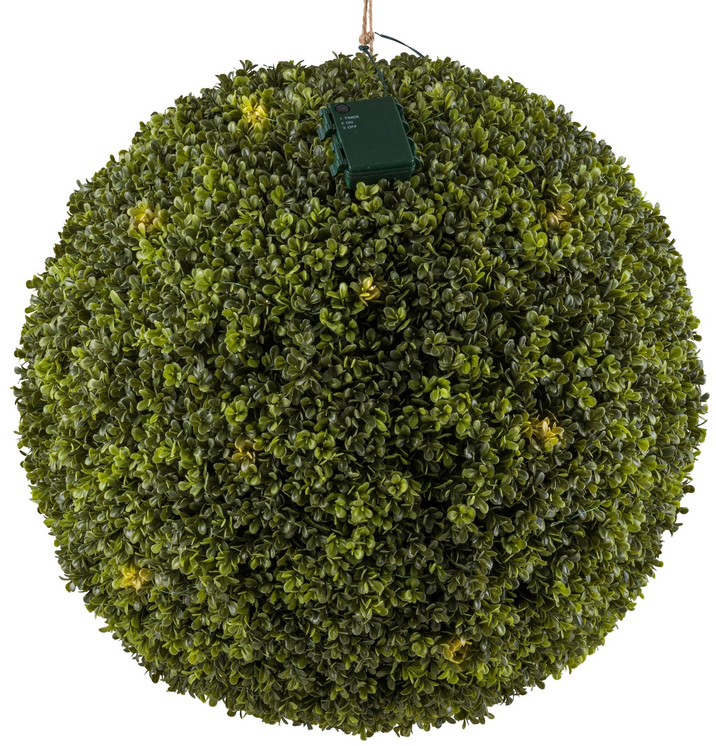 Buchsbaumkugel Ø 55 cm mit 45 LEDs, 3 AA Batterie, 6h Timer – UV-beständig, Kunstpflanze