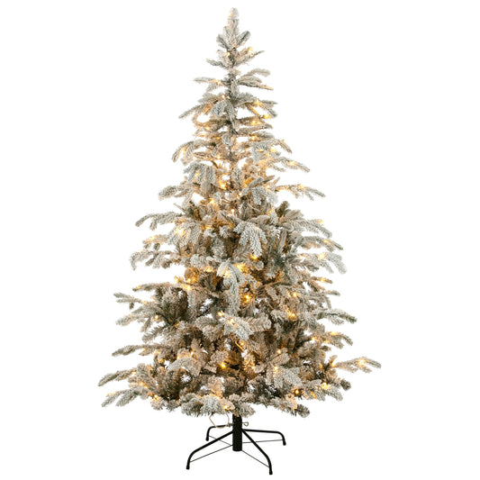 Künstliche Nordmanntanne SNOWY 150cm beschneit 701 Spitzen 170 LED schwer entflammbar