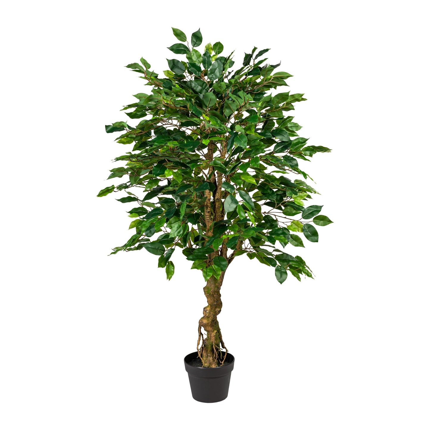 Ficus Benjamini Kunstpflanze 125 cm grün im schwarzen Topf 17x14 cm ideal für Ihr Zuhause