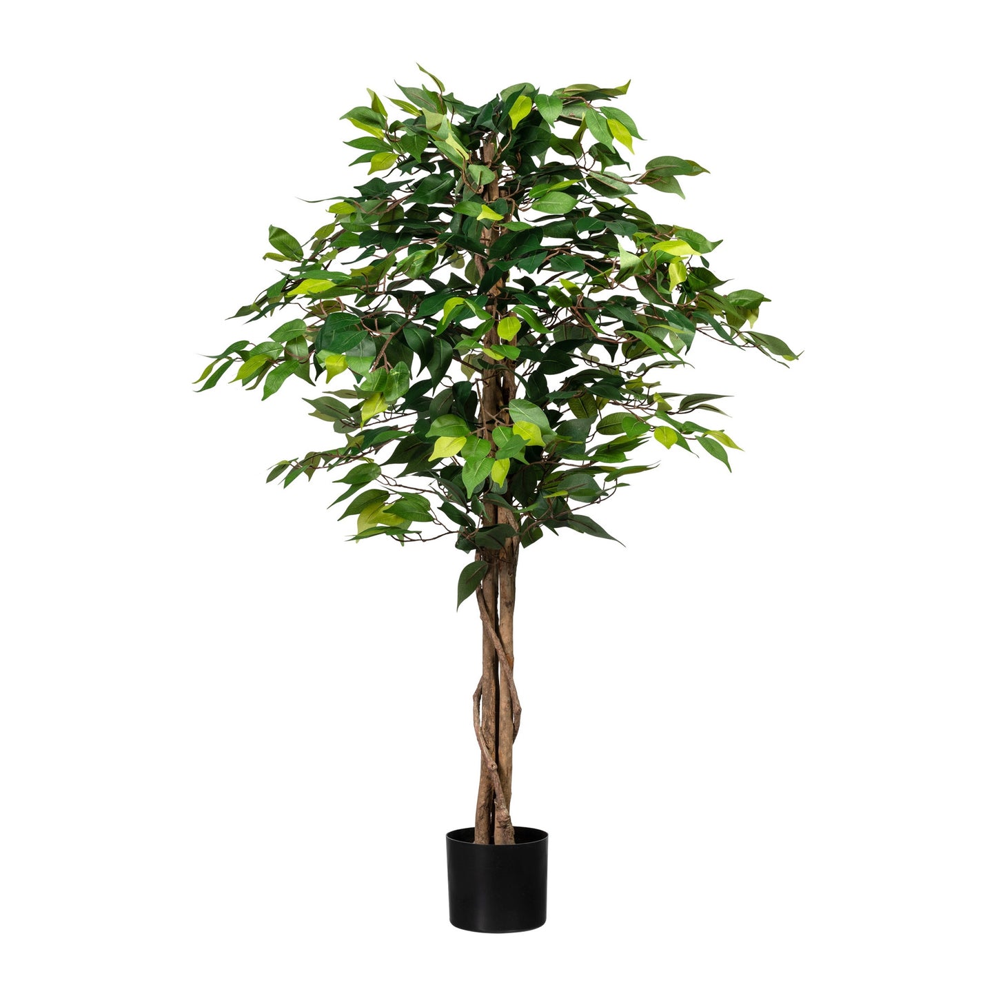 Ficus Benjamini Kunstpflanze 120 cm mit 630 Blättern im Naturstamm-Topf 14,5x12,5 cm