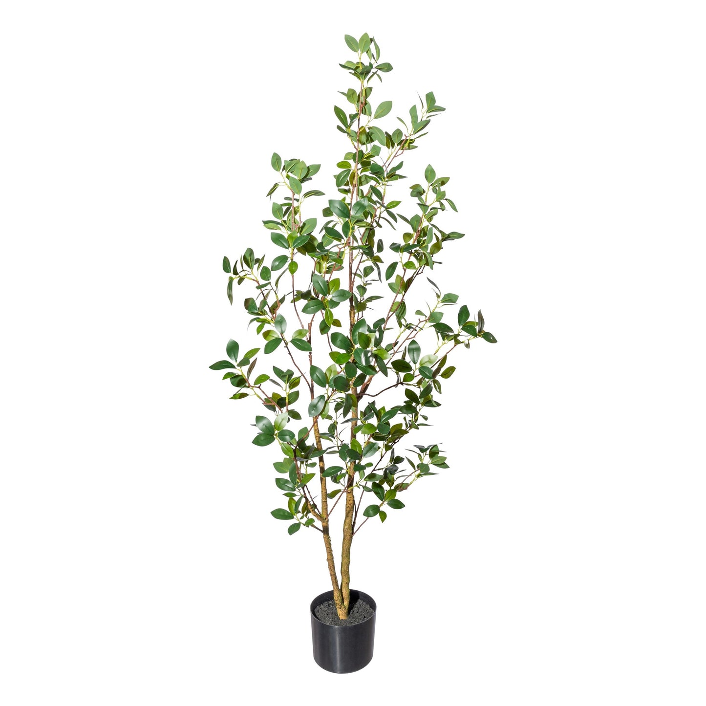 Kunstpflanze Ficus Ginseng 130 cm mit realistischem PU-Stamm und Topf, pflegeleicht