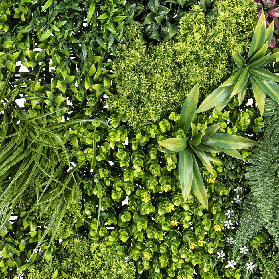 Premium-Blättermatte 100x100 cm – UV-beständige Kunstpflanze mit Farn und Moos, grün