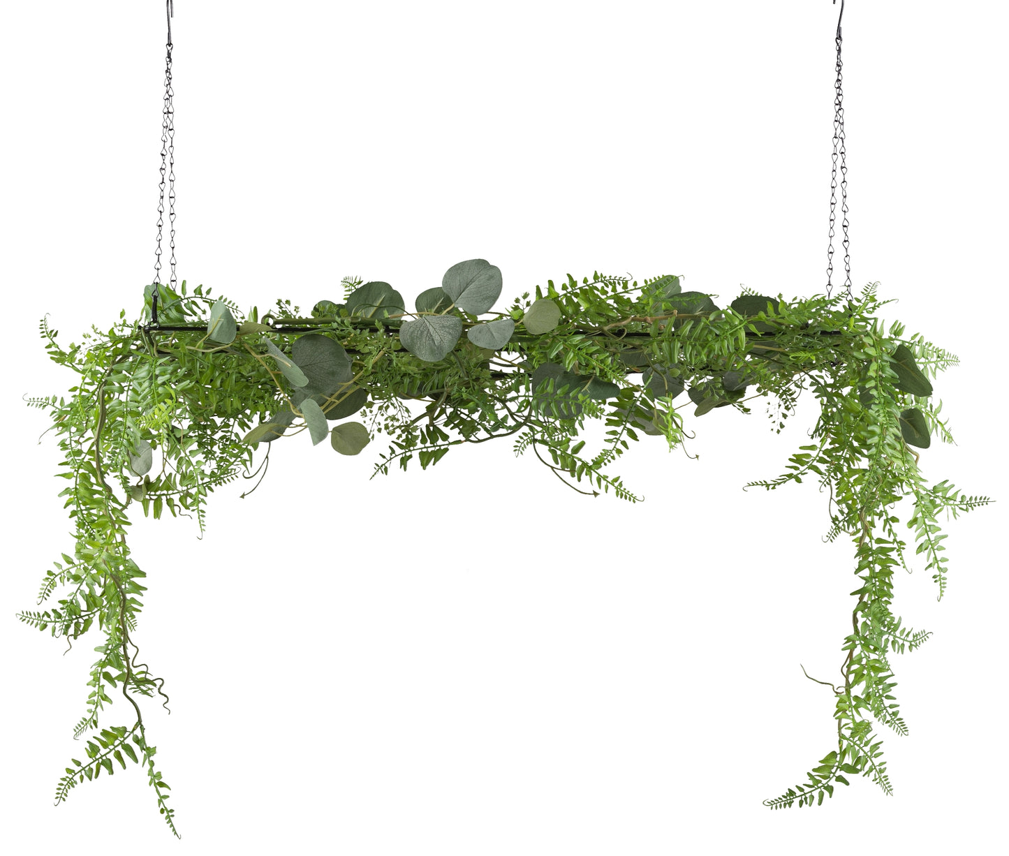 Dekohänger Kunstpflanze Grün 45 cm auf schwarzem Metallrahmen 70x30 cm für stilvolle Akzente