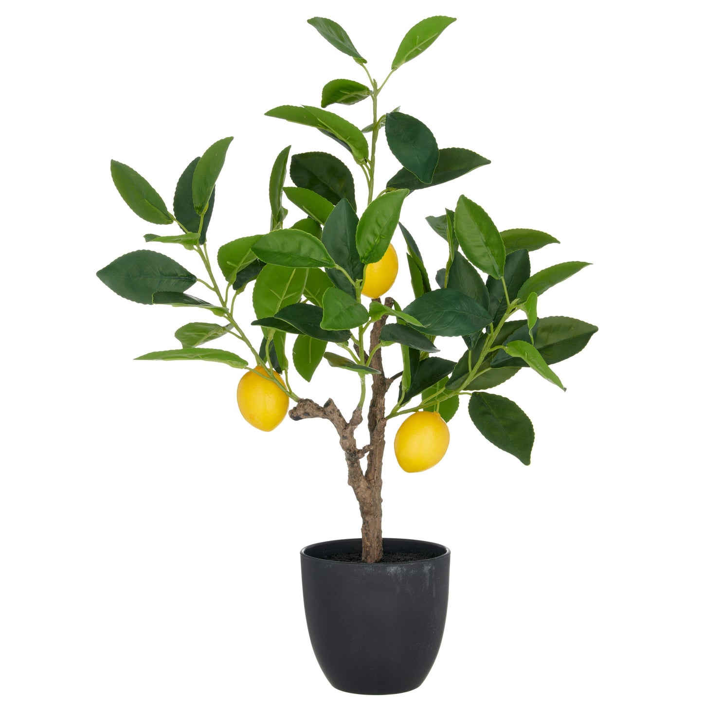 Zitronenbäumchen 48 cm mit 3 Früchten im Kunststofftopf 11,5x10,5 cm mit Erde Kunstpflanze