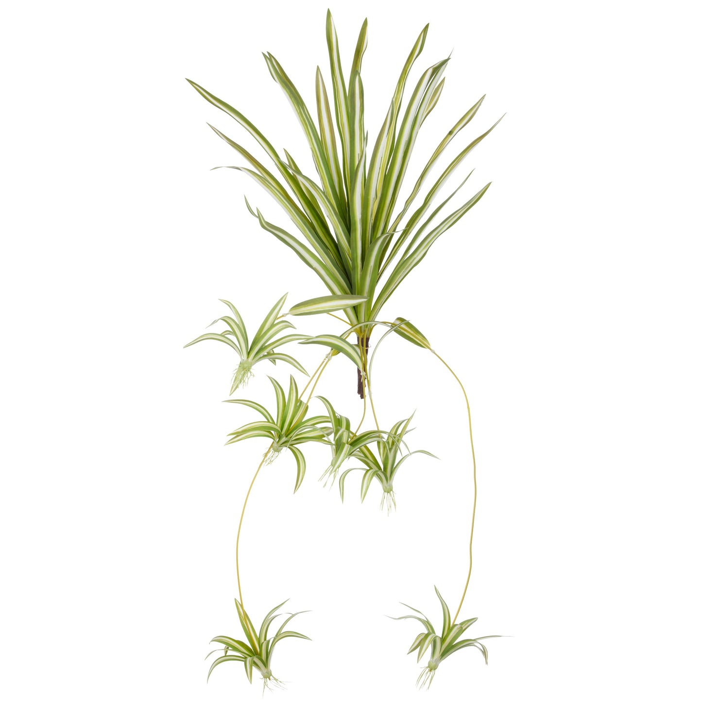Künstliches Chlorophytum mit 27 grünen-weißen Blättern, 45/90 cm, dekorative Zimmerpflanze