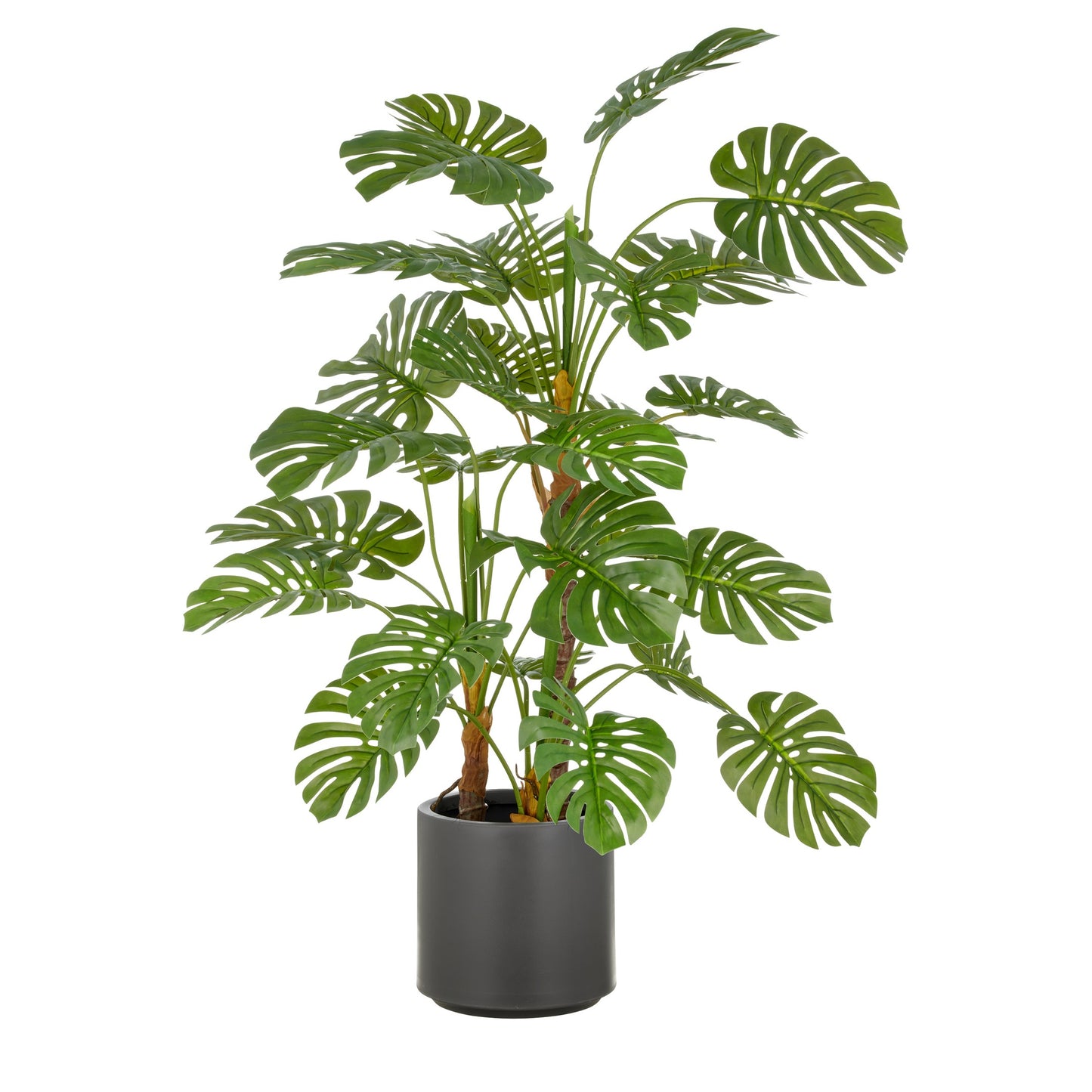 Split Philodendron Kunstpflanze 100cm, 29 Blätter, grün, im grauen Kunststofftopf 21,5x21,5 cm