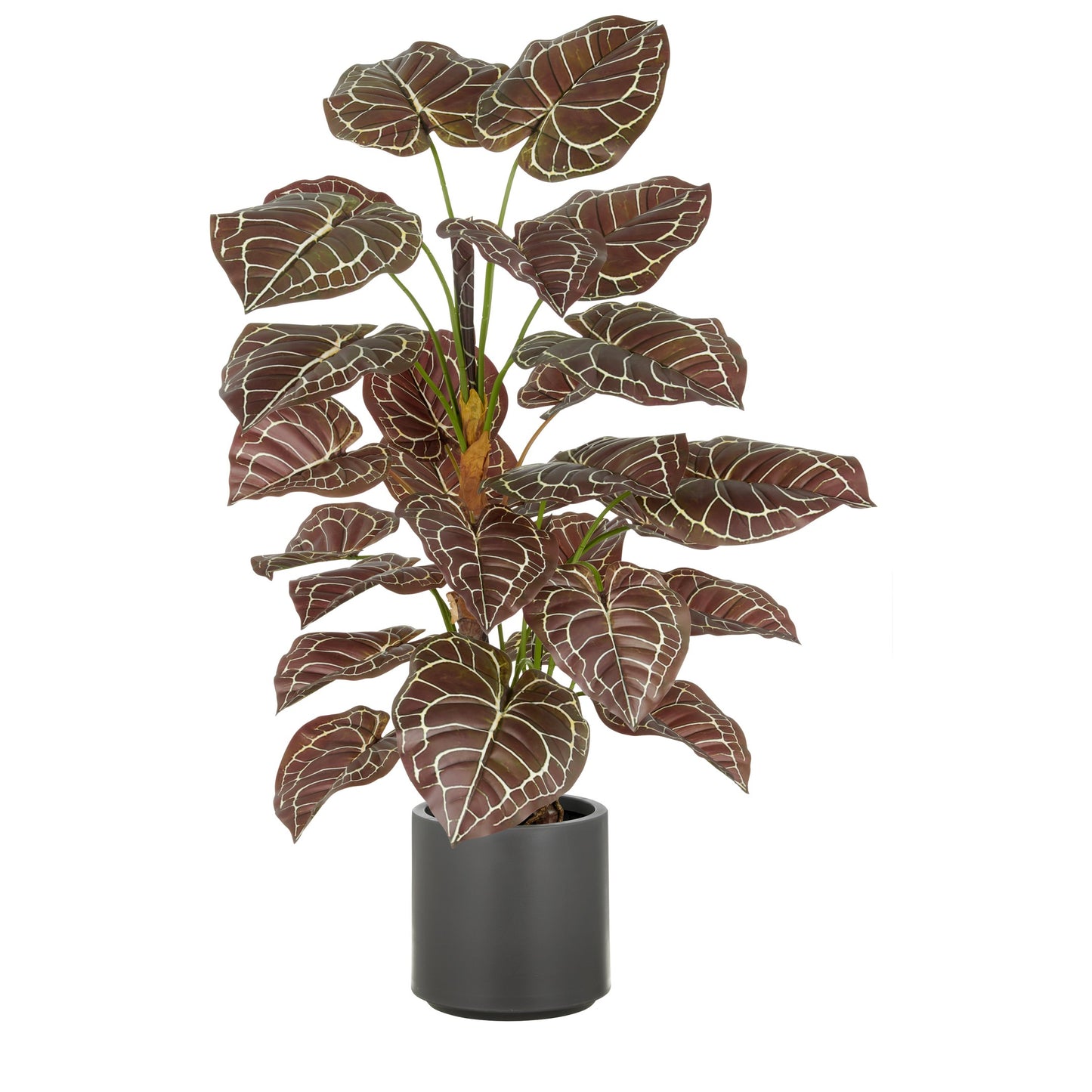 Anthurium Zara Kunstpflanze 100 cm, 29 Blätter, grün-braun, im grauen Kunststofftopf 21,5x21,5 cm