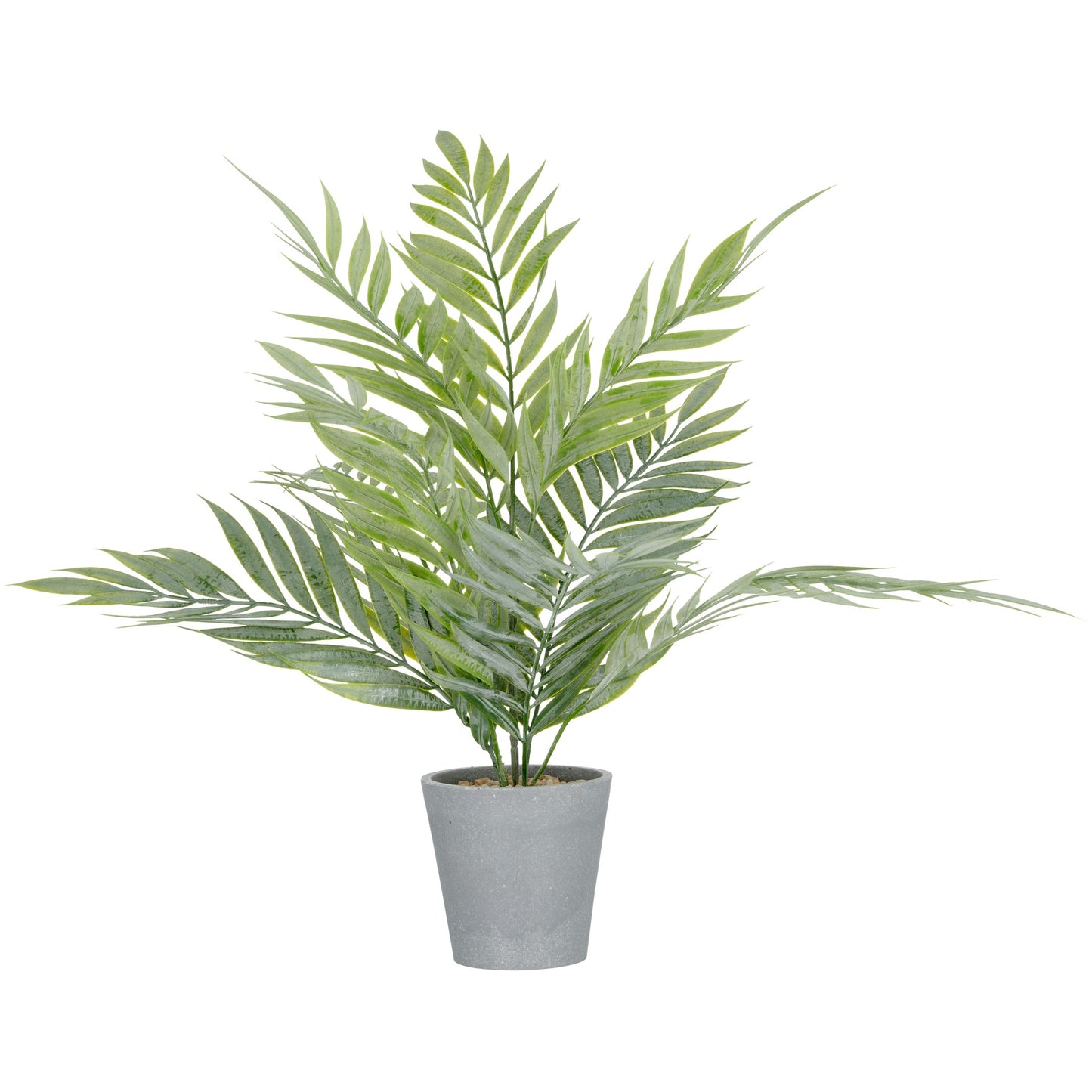 Arecapalme ca. 53 cm Kunstpflanze im grauen Melamintopf 11x10,5 cm mit Kies grüngrau
