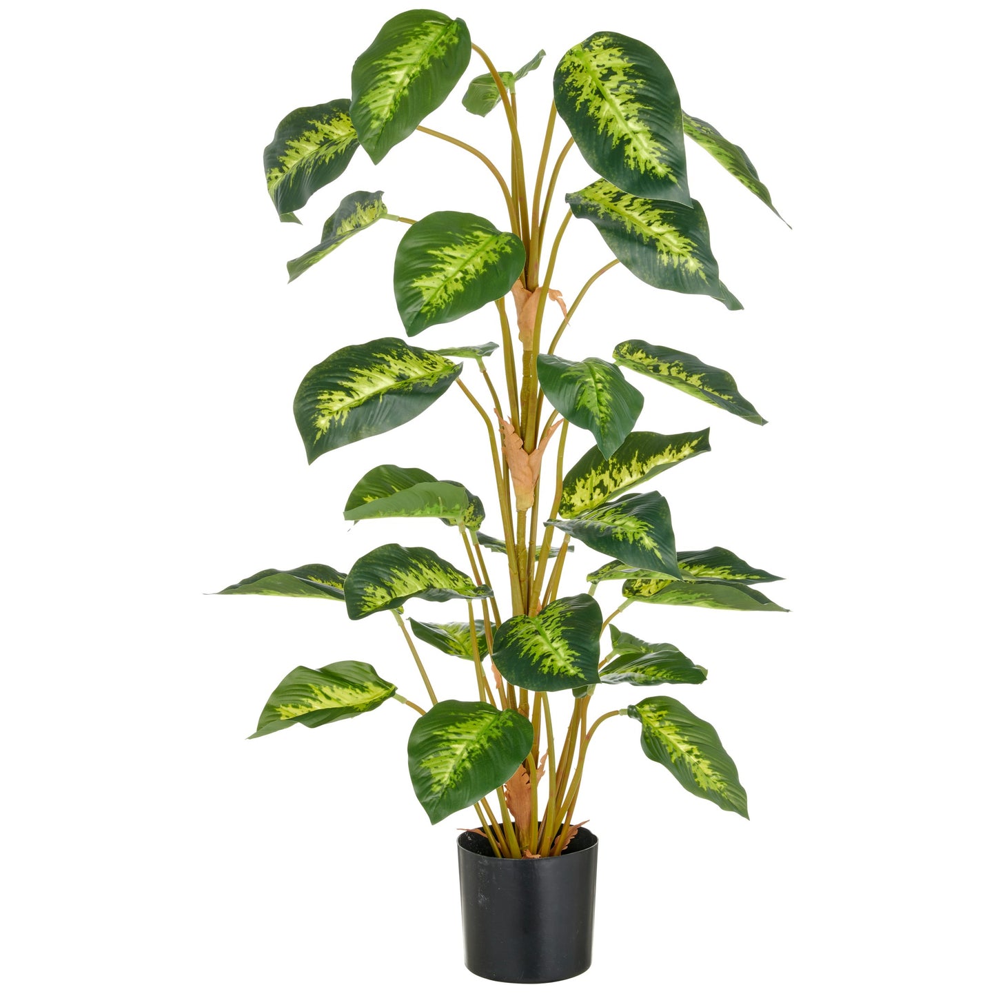 Diffenbachia Reeva Kunstpflanze grün 90cm, 29 Blätter, Kunststofftopf 12,5x11,5 cm