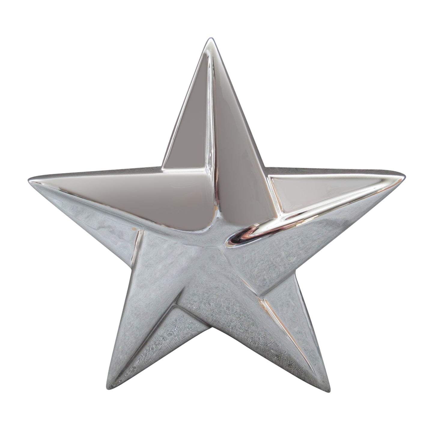 3er Set silberne Keramiksterne 8,5 cm - Trendige Origami Weihnachtsdeko