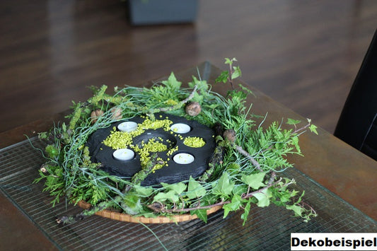 Teelichthalter aus Schieferplatte Ø 27 cm – Stilvoller Kerzenständer für Ihr Zuhause