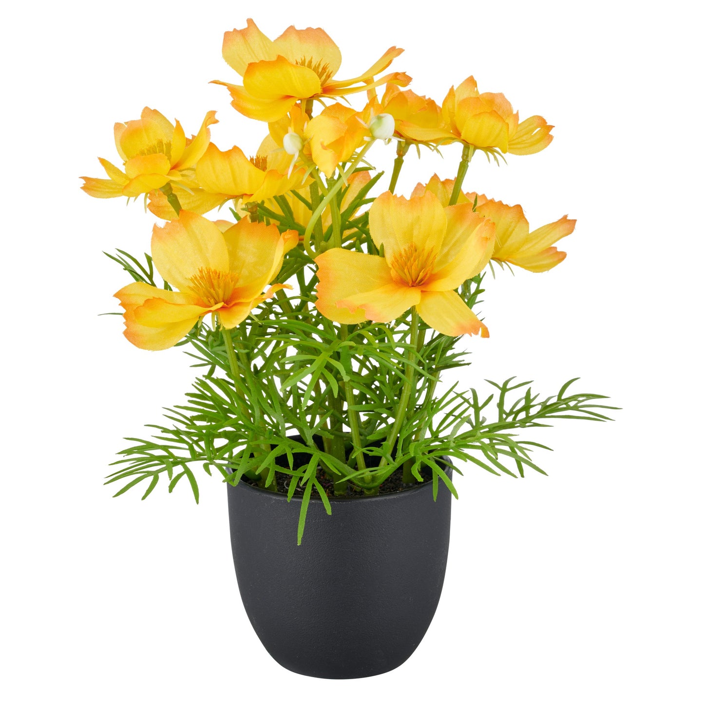 4er-Set Gelbe Cosmea Kunstpflanzen 22 cm in Kunststofftopf 8x7 cm – langlebige Deko Zimmerpflanzen