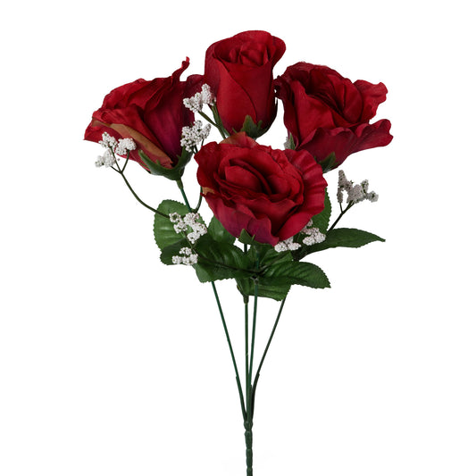 6er Set künstlicher Rosenstrauß 36 cm - Rot, Rosa & Weiß, Pflegeleicht und Langlebig