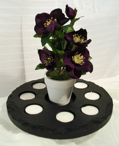 Teelichthalter aus Schieferplatte Ø 27 cm – Stilvoller Kerzenständer für Ihr Zuhause