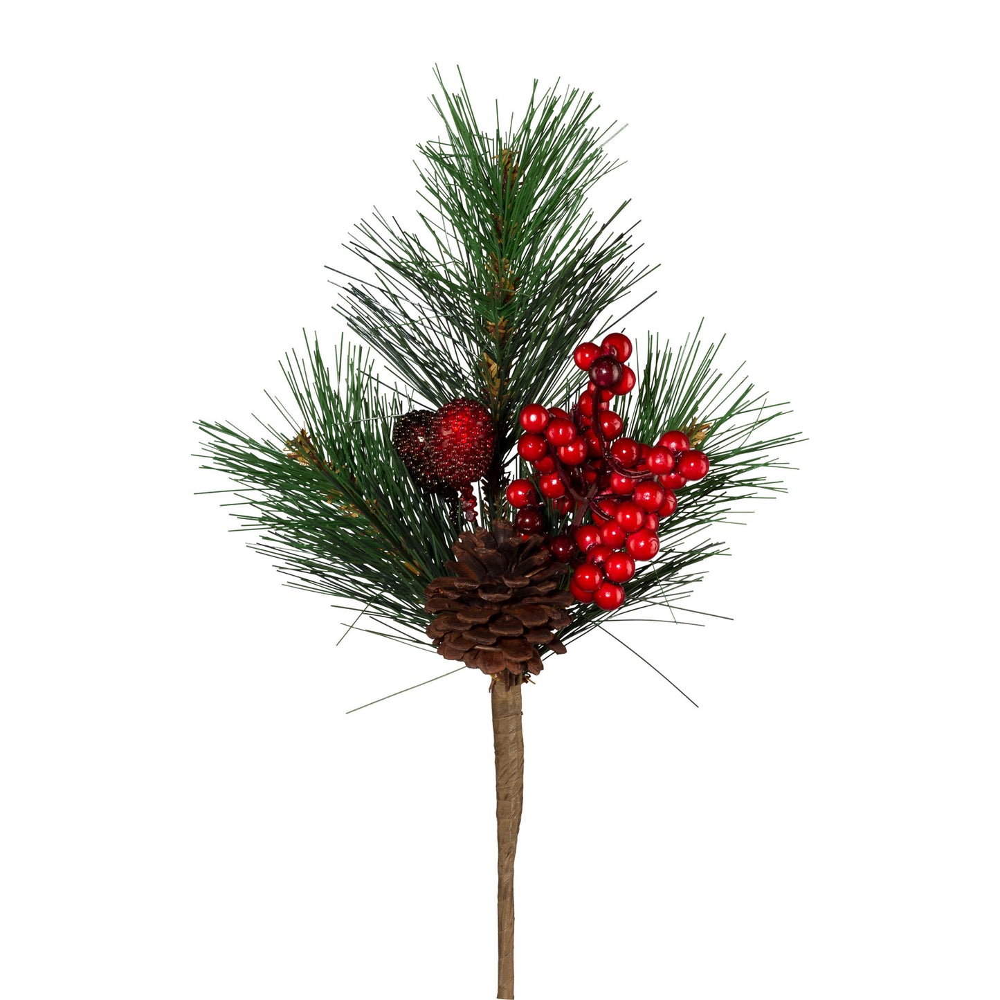 4er Set Weihnachts Tannenmixzweige mit roten Beeren – 27 cm Deko ideal für Haus