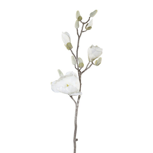 Künstlicher geeister Magnolienzweig 82 cm – Winterdeko pflegeleicht in Weiß