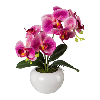 Künstliche Phalaenopsis 35 cm in eleganter weißer Keramikschale - Farbenvielfalt für Räume