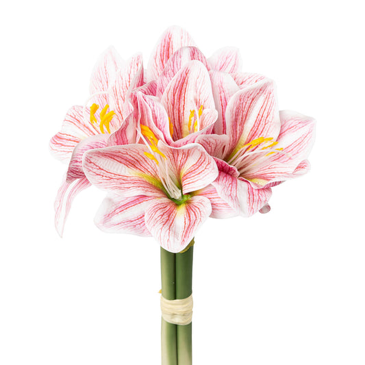 2er Set künstliche Amaryllis 32 cm in Weiß, Rosa und Pink - Winterblüher Deko