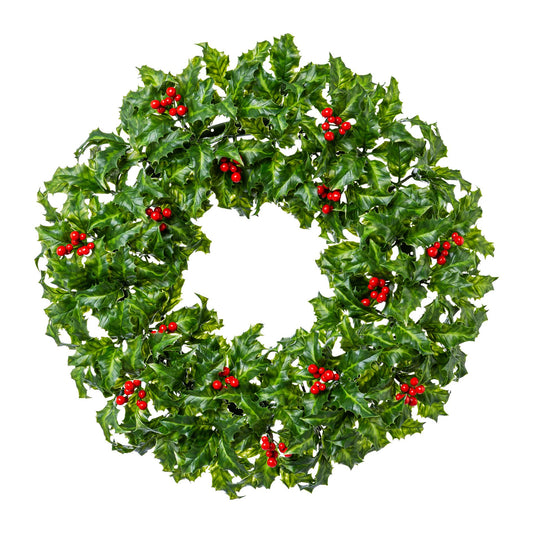 Kranz aus Beeren und Ilex 51 cm grün künstlicher Weihnachtskranz