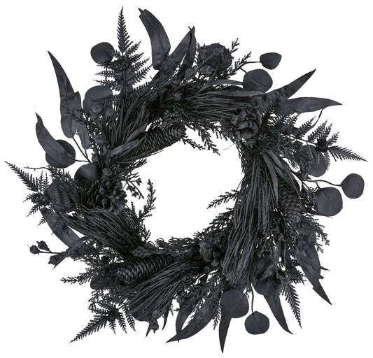 Künstlicher Mixkranz mit Zapfen schwarz 60cm