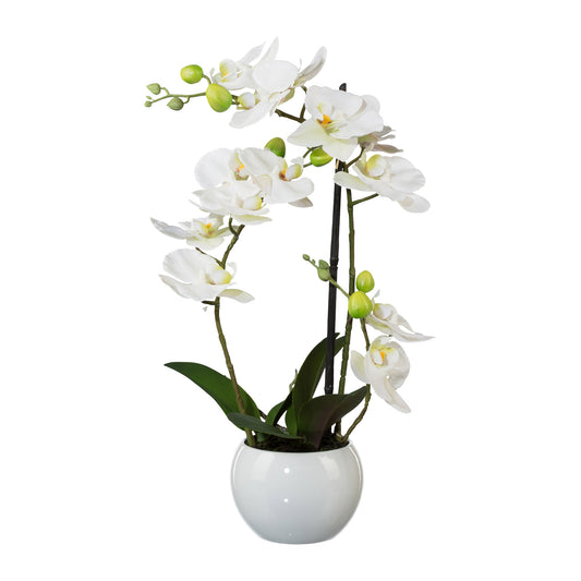 Phalaenopsis 3D-Druck Kunstpflanze 42 cm im weißen Keramiktopf – Pflegeleicht und elegant