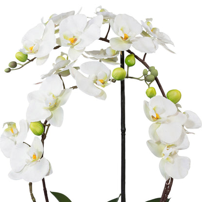 Phalaenopsis Kunstpflanze 52 cm in weißem Keramiktopf mit Real Touch Effekt