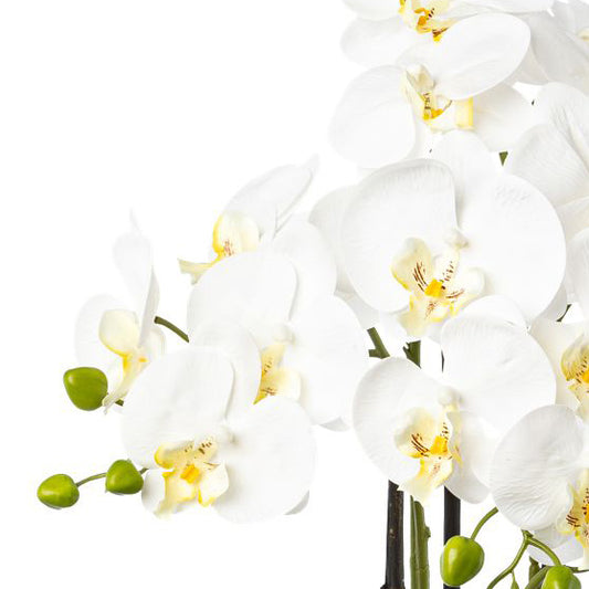 Phalaenopsis Kunstpflanze 83 cm im modernen Resintopf – Elegante weiße Orchidee für Ihr Zuhause