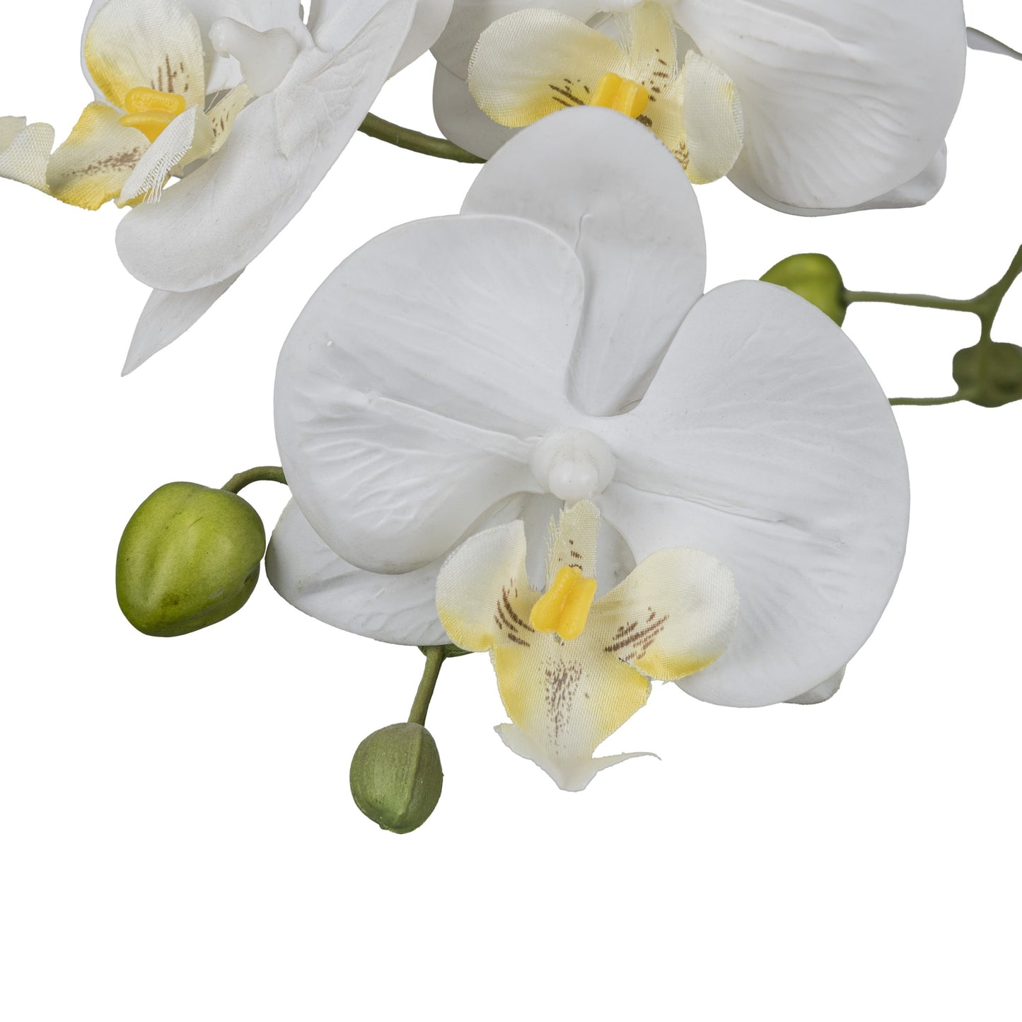 **Kunstpflanze Phalaenopsis Orchidee im Glas, 50 cm hoch, elegante weiße Deko**