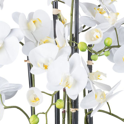 Orchidee im Erdballen 93 cm - Weiße "Real Touch" Kunstpflanze für stilvolle Dekoration