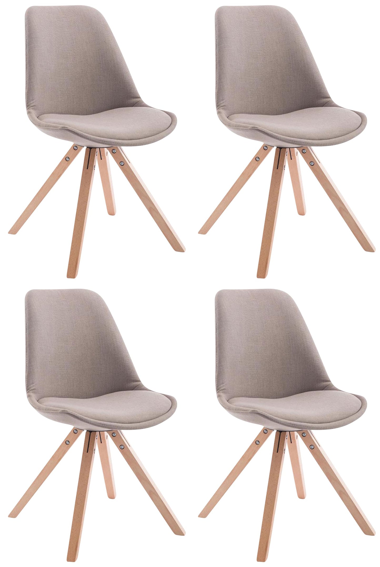 4er Set Besucherstühle Toulouse Stoff Square