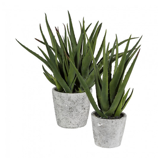 Kunstpflanze Aloe Vera 40 cm im Zementtopf – Stilvolle Deko für alle Räume