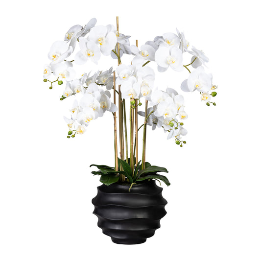 Künstliche Orchidee 95 cm im schwarzen Topf – Phalaenopsis in elegantem Design
