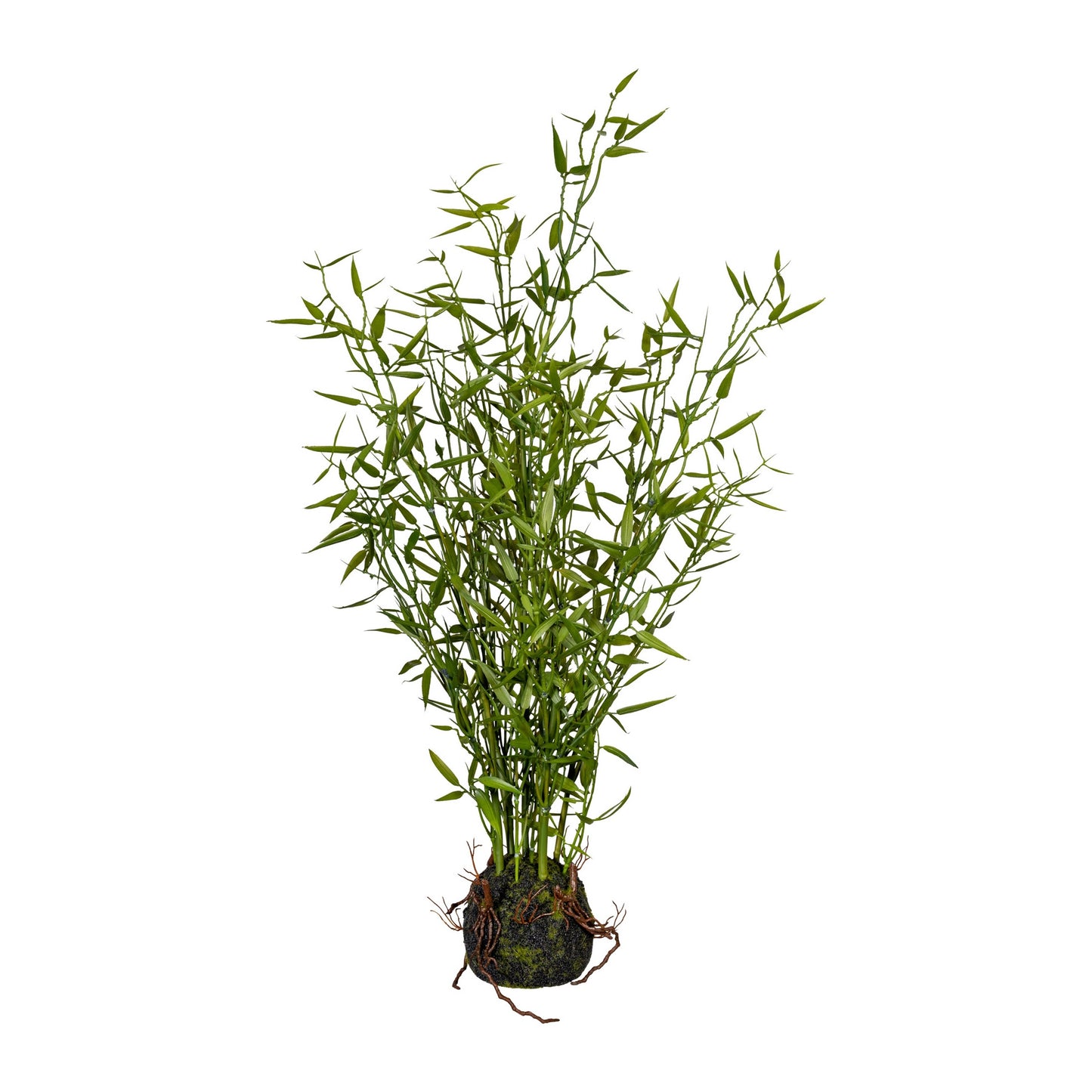 Bambus Miniblatt Kunstpflanze 60 cm mit Moosballen und Wurzeln - Grünes Deko-Element