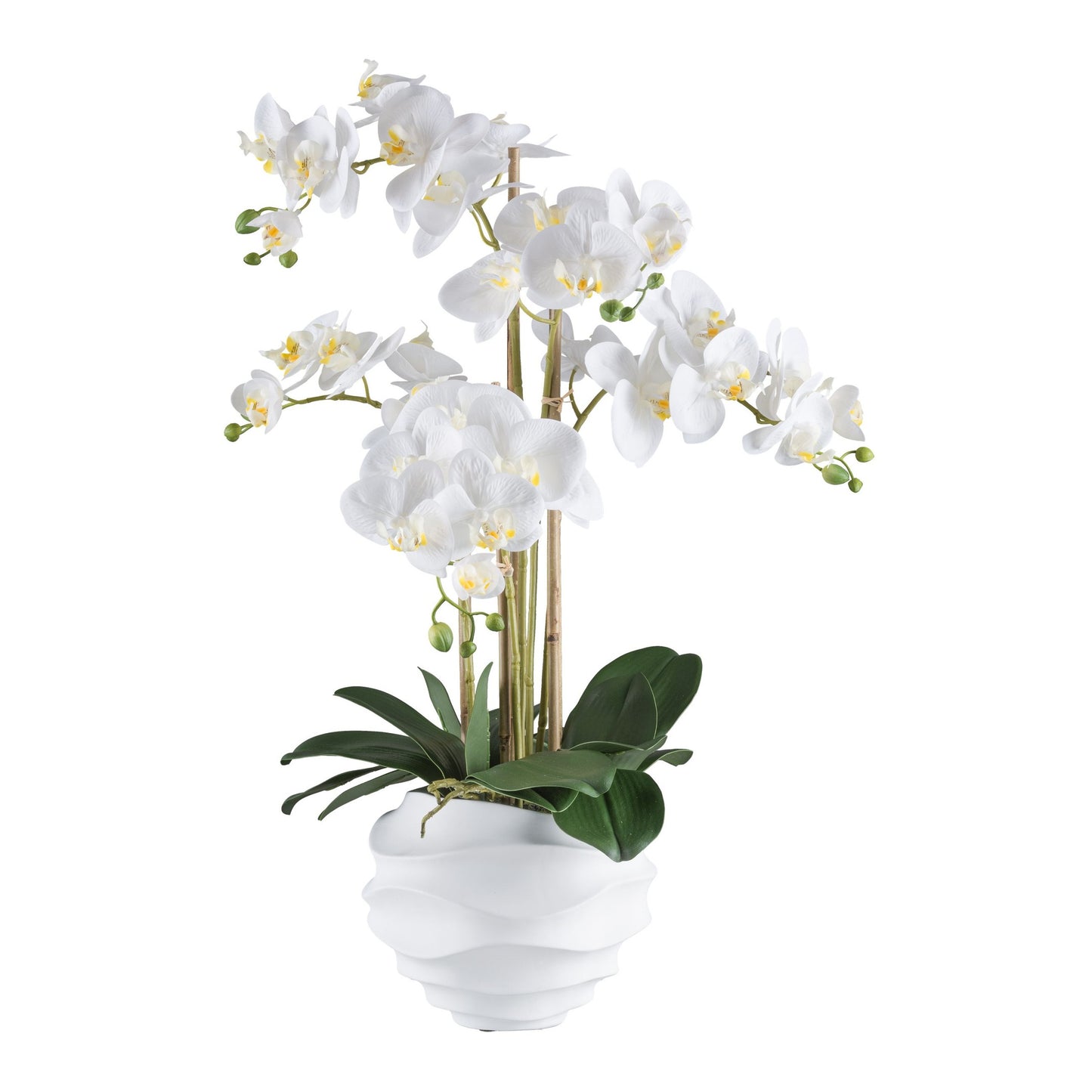 Phalaenopsis Orchidee 70 cm Weiß - Real Touch Kunstpflanze im weißen Topf