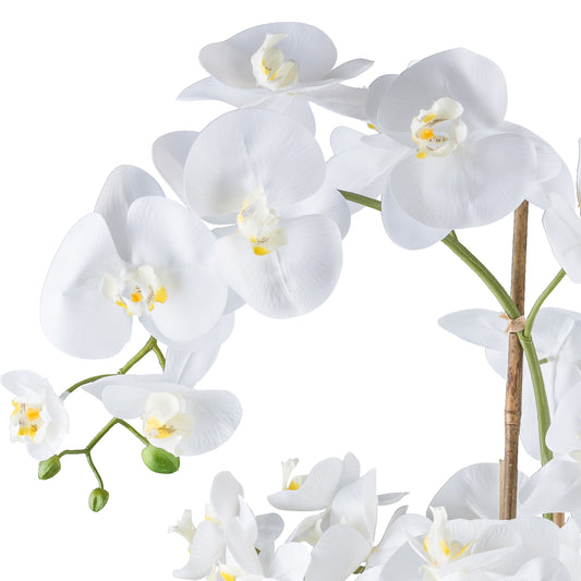 Phalaenopsis Orchidee 90 cm Weiß - Real Touch Kunstpflanze im Kunststofftopf 25x20 cm