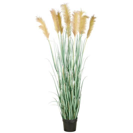 Künstliches Cortaderiagras 175 cm grüngrau mit UV-beständigem Kunststofftopf 22x18 cm langlebig