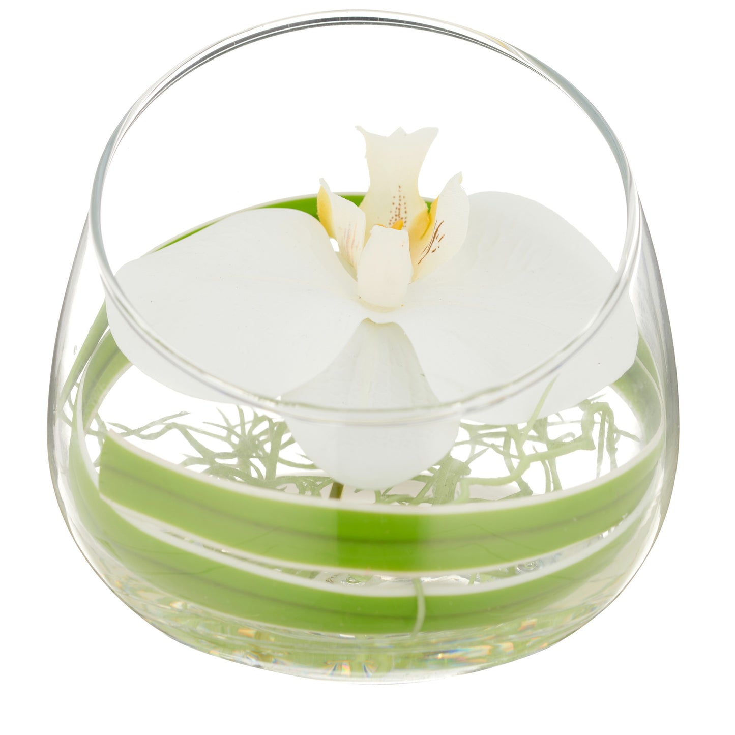 Phalaenopsisblüte Weiß im Glas 11x12 cm mit Resin – Pflegeleichte Kunstpflanze, Elegante Deko