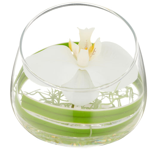 Phalaenopsisblüte Weiß im Glas 11x12 cm mit Resin – Pflegeleichte Kunstpflanze, Elegante Deko