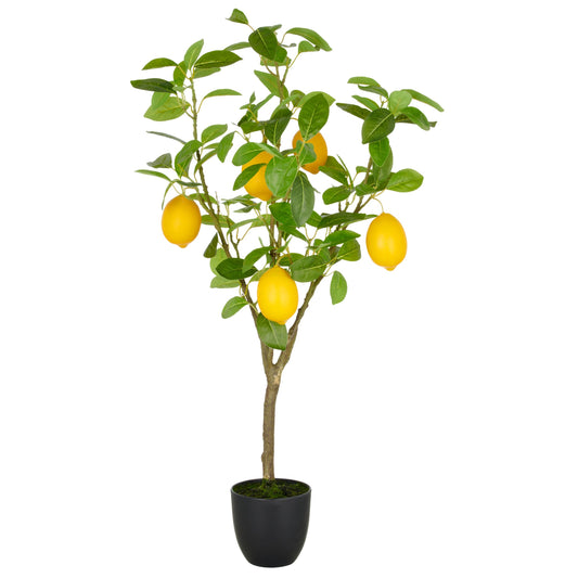 Künstlicher Zitronenbaum 90 cm grün im Kunststofftopf 14x13 cm für Balkon, Garten & Wohnzimmer